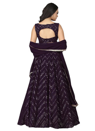 Faux Georgette Lehenga Choli Dupatta Set with Thread & Sequence Embroidery ClothsVilla