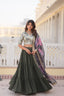 Faux Georgette Mehendi Lehenga Choli Set with Sequin Embroidery and Digital Print Dupatta ClothsVilla