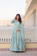 Load image into Gallery viewer, Faux Georgette Sky Blue Gown with Zari &amp; Sequin Embroidered Dupatta ClothsVilla