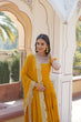 Load image into Gallery viewer, Faux Georgette Yellow Gown with Designer Embroidered Dupatta ClothsVilla