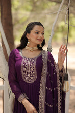 Load image into Gallery viewer, Faux Sequin Embroidered Purple Gown with Matching Dupatta ClothsVilla