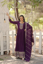 Load image into Gallery viewer, Faux Sequin Embroidered Purple Gown with Matching Dupatta ClothsVilla