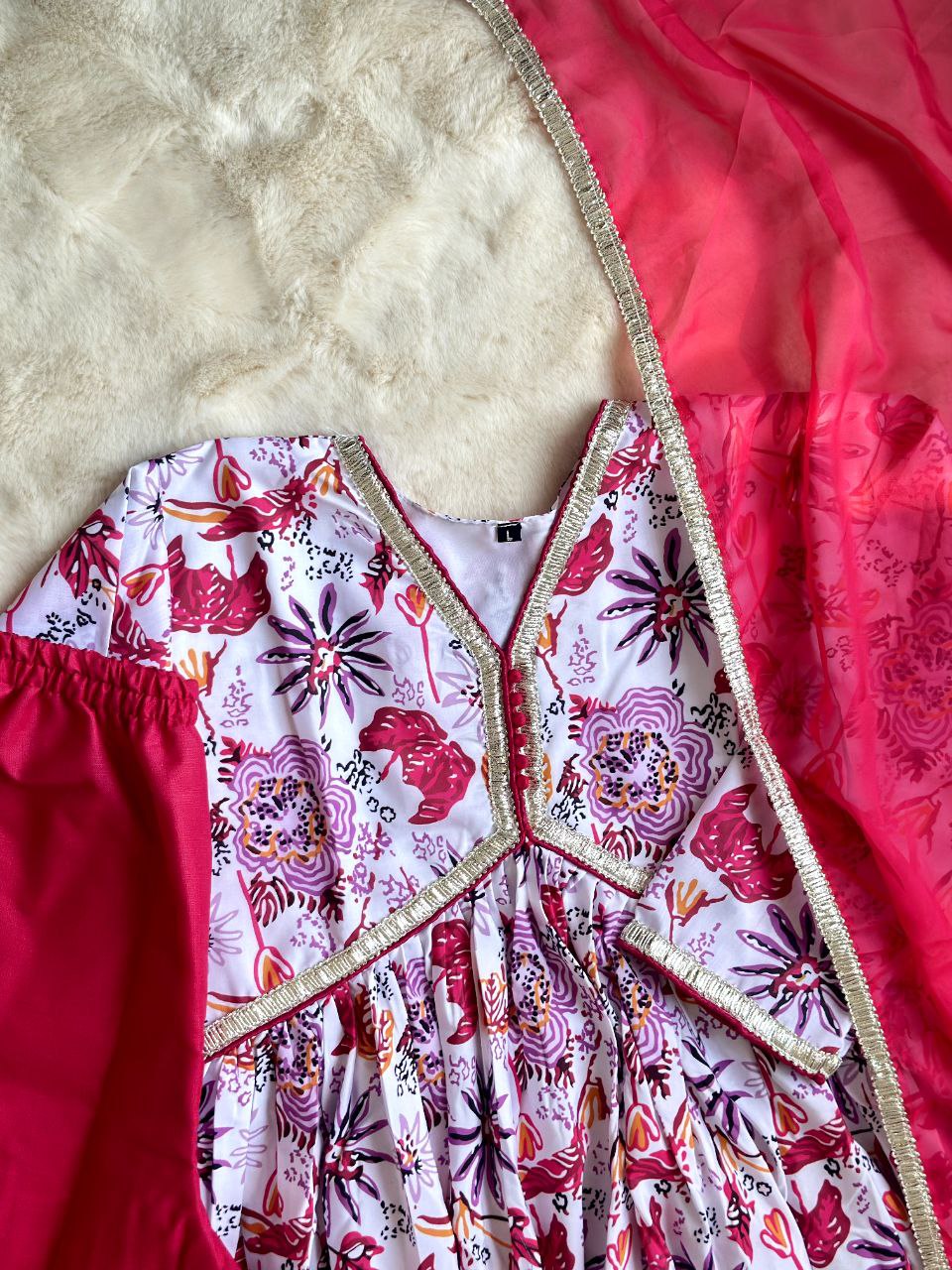 Festival & Party Ready Mesmerize in Pink Super-Hot Alia Cut Suit Set with Pauls Flair ClothsVilla