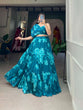 Load image into Gallery viewer, Firozi Blue Floral Chiffon Lehenga Co-ord Set ClothsVilla