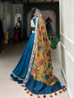 Load image into Gallery viewer, Firozi Chinon Silk Plain Lehenga Set with Lace Detailing &amp; Tussar Silk Dupatta