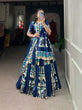Load image into Gallery viewer, Firozi Rayon Printed Silk Lehenga Choli with Gota Patti &amp; Cowrie Detailing ClothsVilla