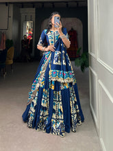 Load image into Gallery viewer, Firozi Rayon Printed Silk Lehenga Choli with Gota Patti &amp; Cowrie Detailing ClothsVilla