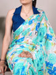 Load image into Gallery viewer, Firozi Elegant Floral Printed Dull Satin Saree with Moonga Silk Blouse ClothsVilla