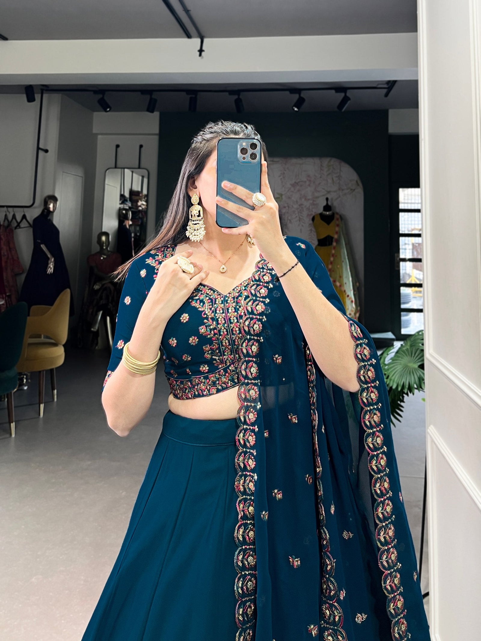 Firozi Elegant Georgette Lehenga Set – Timeless Glam for Every Occasion ClothsVilla