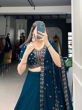 Firozi Elegant Georgette Lehenga Set – Timeless Glam for Every Occasion ClothsVilla