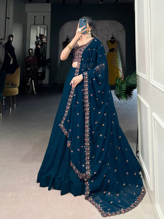 Firozi Elegant Georgette Lehenga Set – Timeless Glam for Every Occasion ClothsVilla