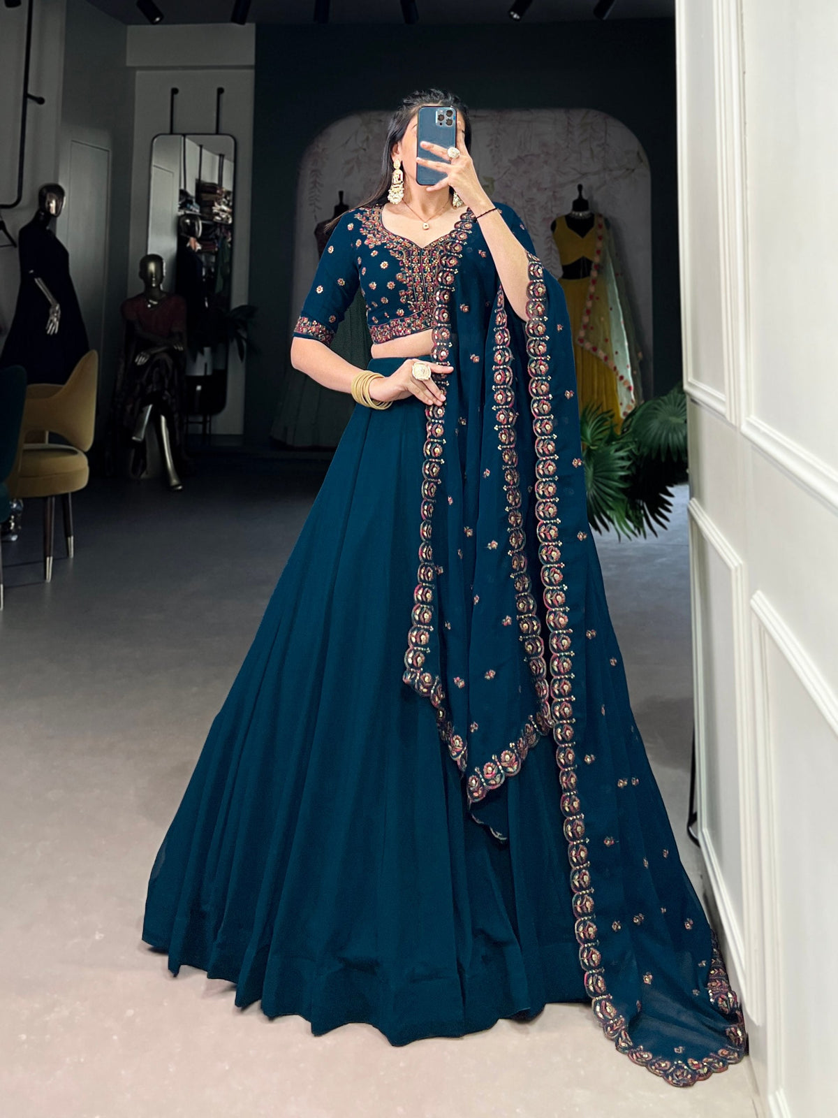 Firozi Elegant Georgette Lehenga Set – Timeless Glam for Every Occasion ClothsVilla Main image