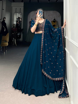 Firozi Elegant Georgette Lehenga Set – Timeless Glam for Every Occasion ClothsVilla
