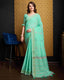 Firozi Elegant & Gold-Toned Ikat Woven Saree with Zari Border ClothsVilla