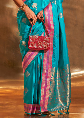 Firozi Elegant Satin Silk Saree – Luxurious Drape for Every Occasion ClothsVilla