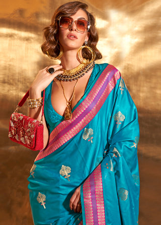 Firozi Elegant Satin Silk Saree – Luxurious Drape for Every Occasion ClothsVilla