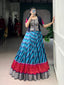Firozi Elegant Tasar Silk Lehenga with Leheriya Print & Zari Work – Stitched Lehenga with Vichitra Silk Blouse ClothsVilla