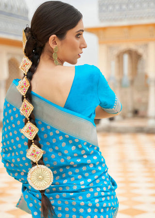 Firozi Graceful Georgette Saree with Unstitched Blouse Piece ClothsVilla