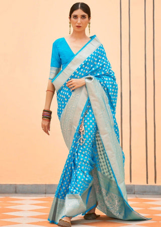 Firozi Graceful Georgette Saree with Unstitched Blouse Piece ClothsVilla