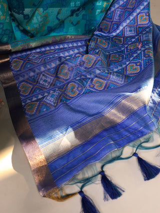 Firozi Patola Love Jacquard Silk Saree with Zari Weaving Work & Unstitched Blouse