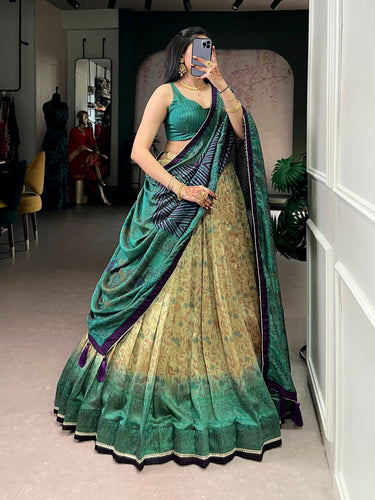 Firozi Printed Lehenga Choli with Dupatta ClothsVilla