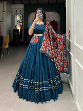 Load image into Gallery viewer, Firozi Pure Cotton Lehenga Choli Set with Purse ClothsVilla