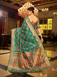 Load image into Gallery viewer, Firozi Regal Kanjeevaram Organza Saree with Zari Woven Border Clothsvilla