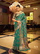 Load image into Gallery viewer, Firozi Regal Kanjeevaram Organza Saree with Zari Woven Border Clothsvilla