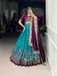 Firozi Tussar Silk Printed Lehenga Set with Embroidered Vichitra Silk Blouse & Dupatta Clothsvilla