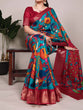 Load image into Gallery viewer, Firozi Tussar Silk Printed Saree with Zari Weaving Work &amp; Viscose Border Blouse ClothsVilla