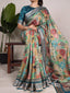 Firozi Tussar Silk Saree with Viscose Border – A Dreamy Blend of Elegance and Grace