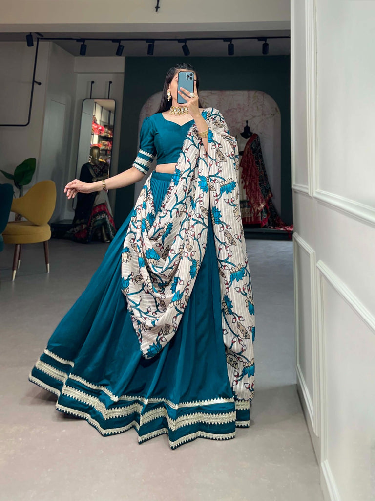 Alluring Firozi Vichitra Silk Lehenga Choli Set - Elegance Meets Sophistication ClothsVilla