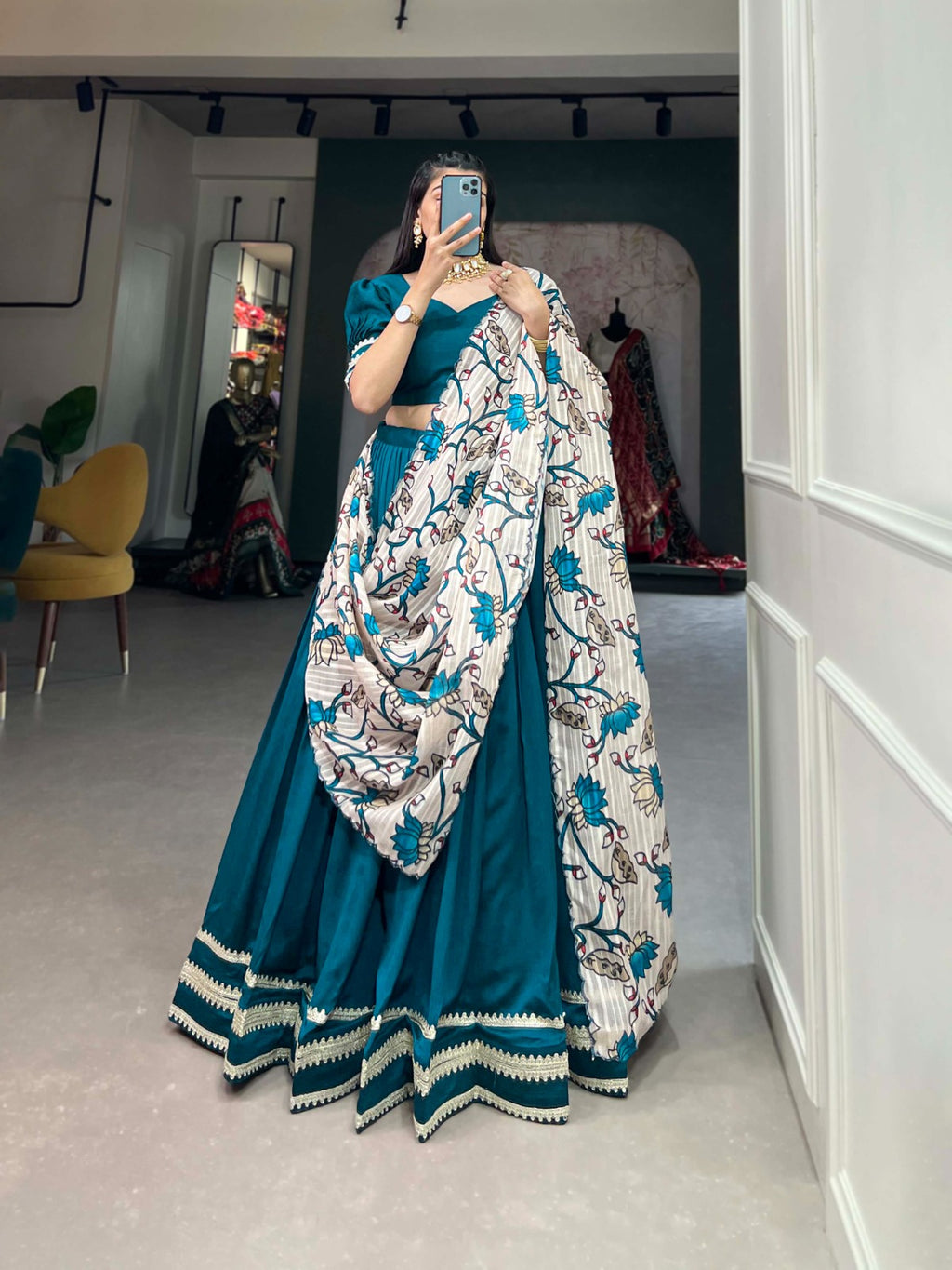 Alluring Firozi Vichitra Silk Lehenga Choli Set - Elegance Meets Sophistication ClothsVilla