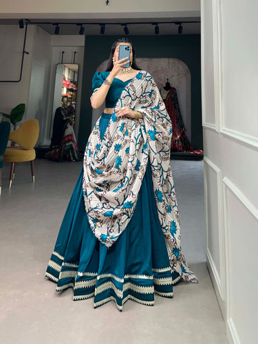 Alluring Firozi Vichitra Silk Lehenga Choli Set - Elegance Meets Sophistication ClothsVilla