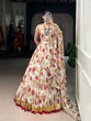 Load image into Gallery viewer, Floral Foil Print Chiffon Lehenga ClothsVilla