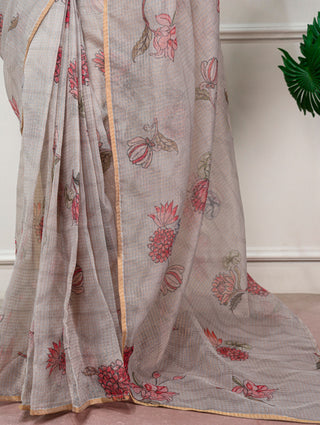 Floral Print Kota Doria Saree ClothsVilla