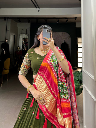 Forest Green Dazzle with Every Drape – Georgette Embroidered Lehenga Set ClothsVilla