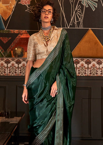 Forest Green Timeless Blended Silk Saree – A Perfect Blend of Tradition & Elegance ClothsVilla