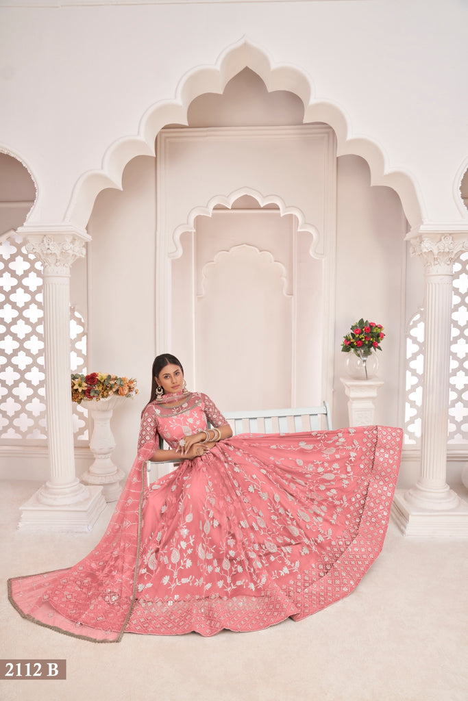 Gajari Elegant Butterfly Net Lehenga with Intricate Embroidery ClothsVilla