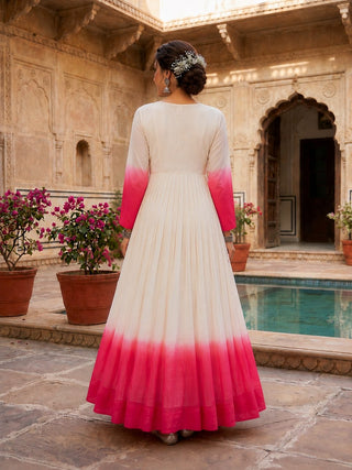 Georgette Gown with Woolen Thread Work ClothsVilla