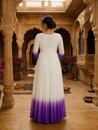 Georgette Gown with Woolen Thread Work ClothsVilla