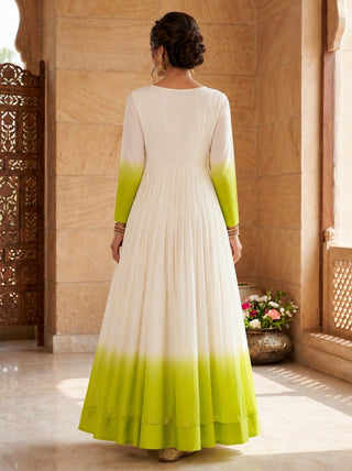 Georgette Gown with Woolen Thread Work ClothsVilla