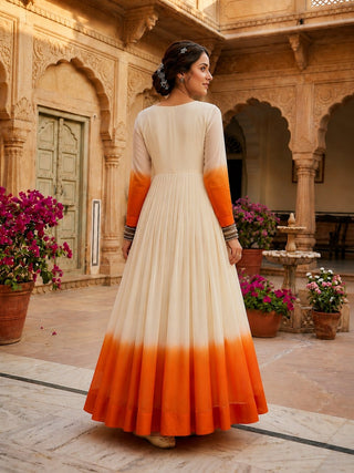 Georgette Gown with Woolen Thread Work ClothsVilla