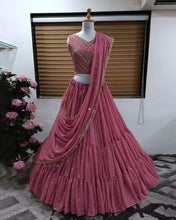 Load image into Gallery viewer, Georgette Lehenga with Exquisite Sequined Embroidery ClothsVilla