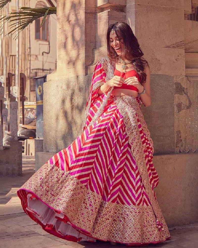 Georgette Pink Lehenga Choli Set with Sequin Embroidery & Digital Print Secondary image