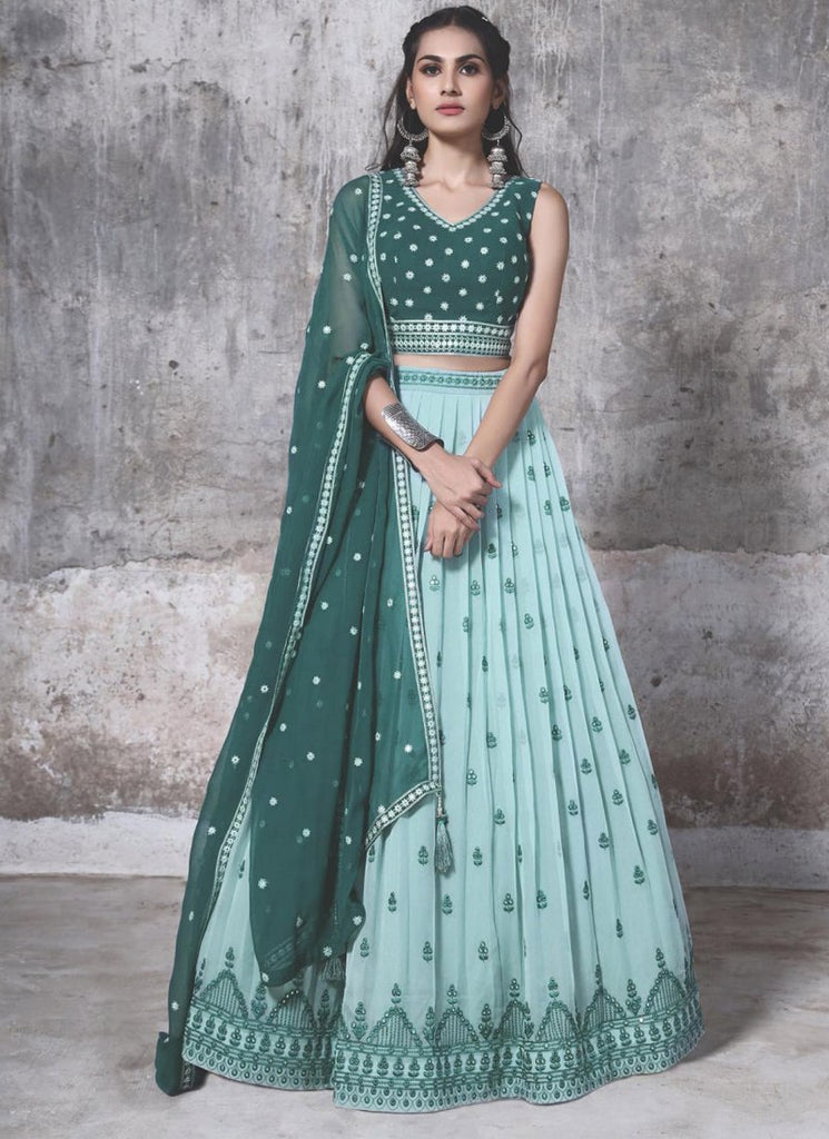 Georgette Lehenga Choli Set with Embroidery ClothsVilla