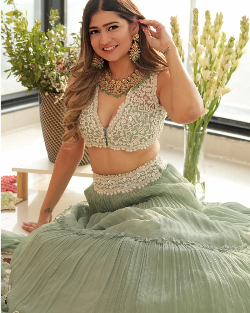 Georgette Lehenga Set with Embroidered Choli ClothsVilla Main image
