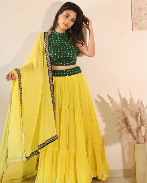 Georgette Lehenga Set with Embroidered Dupatta ClothsVilla Main image