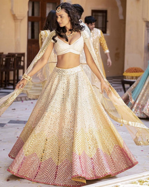 Georgette Lehenga with Thread & Paper Mirror Embroidery ClothsVilla Main image