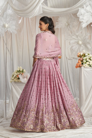 Georgette Sequin Embroidered Semi-Stitched Lehenga Choli with Dupatta Clothsvilla